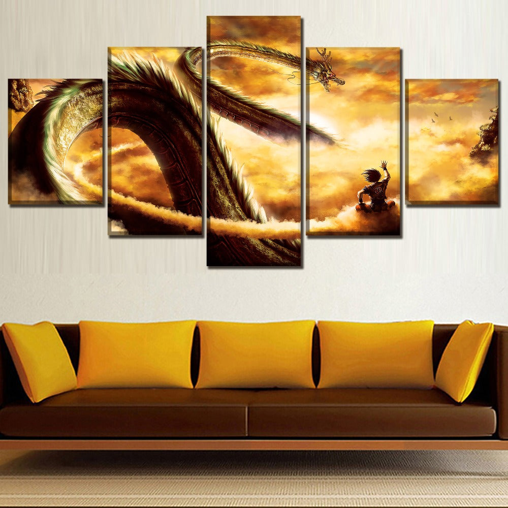 5 Panel Shenron Painting